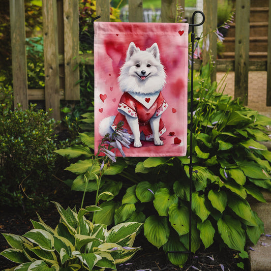 American Eskimo Valentine’s Day Garden Flag – Dog-Themed Heart Yard Decor