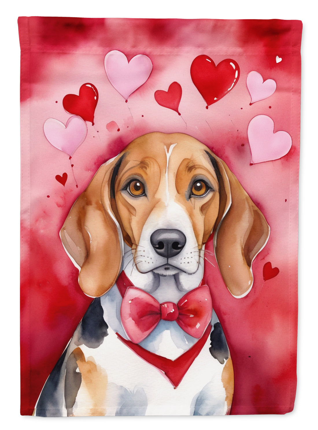 American Foxhound Valentine’s Day Garden Flag – Dog-Themed Heart Yard Decor