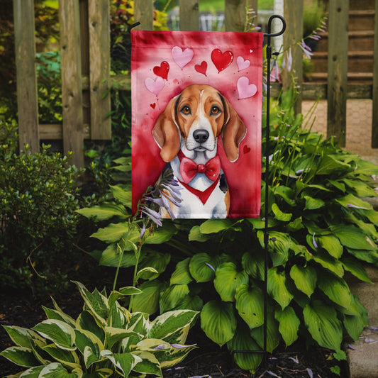American Foxhound Valentine’s Day Garden Flag – Dog-Themed Heart Yard Decor