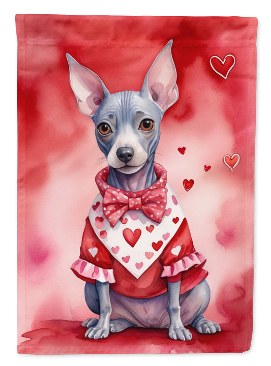 American Hairless Terrier Valentine’s Day Garden Flag – Dog-Themed Heart Yard Decor