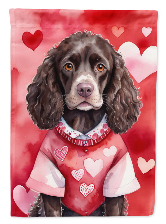 American Water Spaniel Valentine’s Day Garden Flag – Dog-Themed Heart Yard Decor