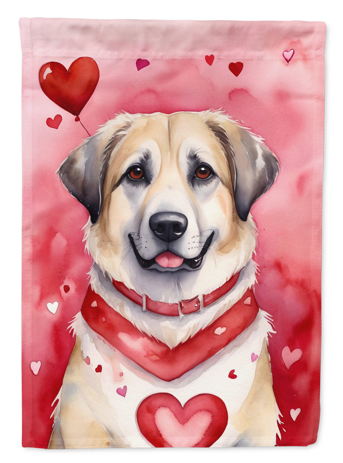 Anatolian Shepherd Dog Valentine’s Day Garden Flag – Dog-Themed Heart Yard Decor