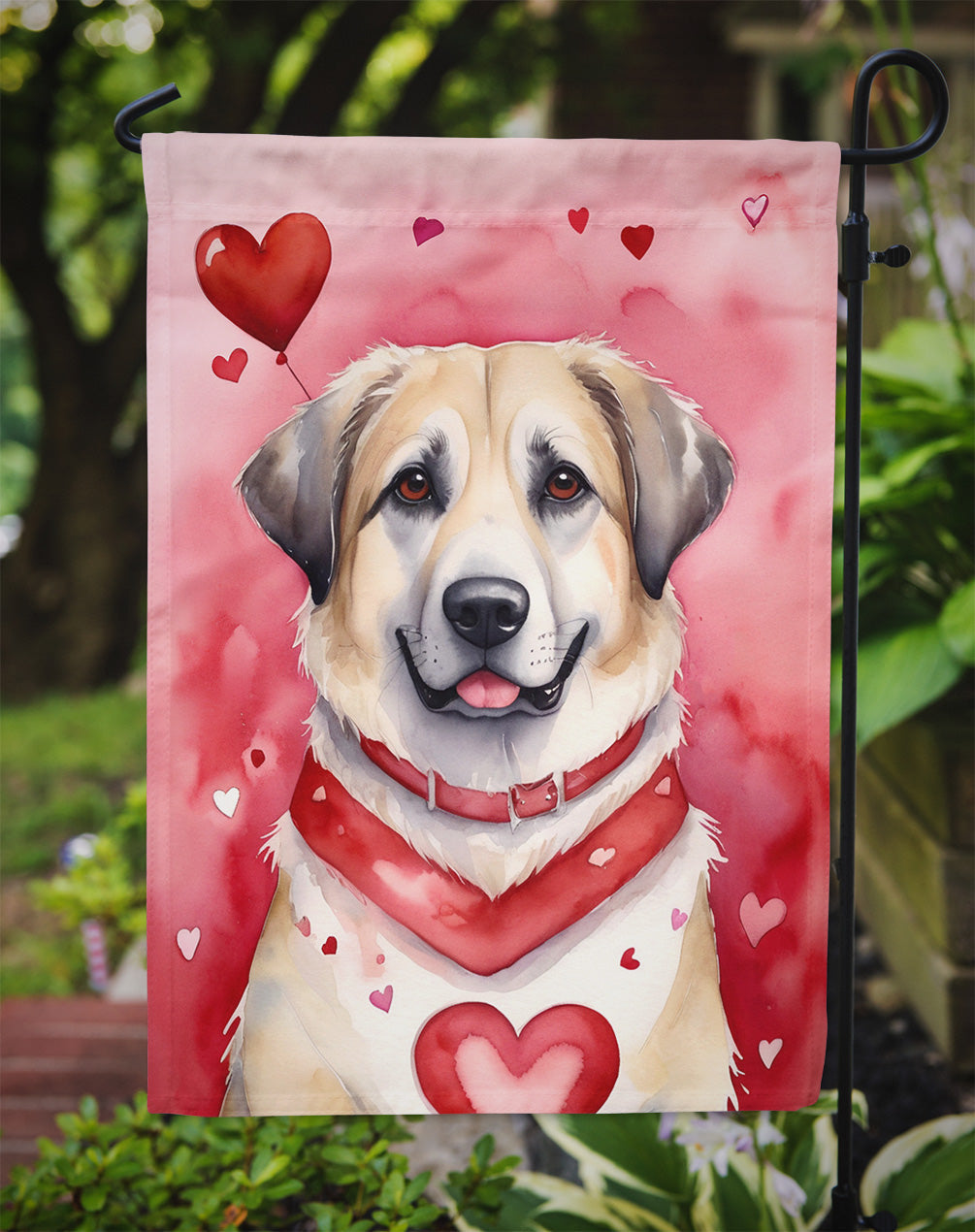 Anatolian Shepherd Dog Valentine’s Day Garden Flag – Dog-Themed Heart Yard Decor
