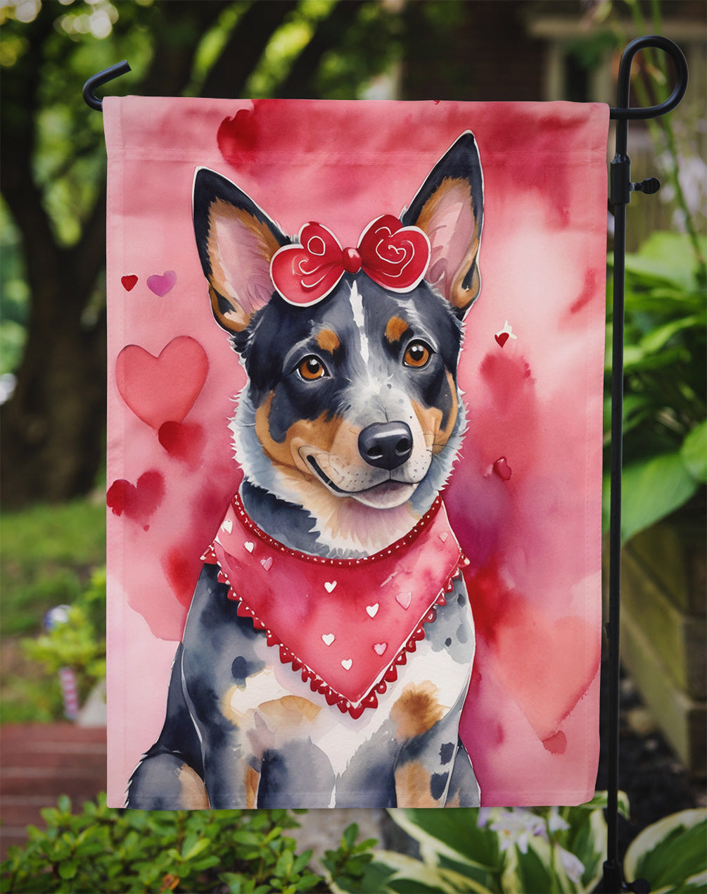 Australian Cattle Dog Valentine’s Day Garden Flag – Dog-Themed Heart Yard Decor