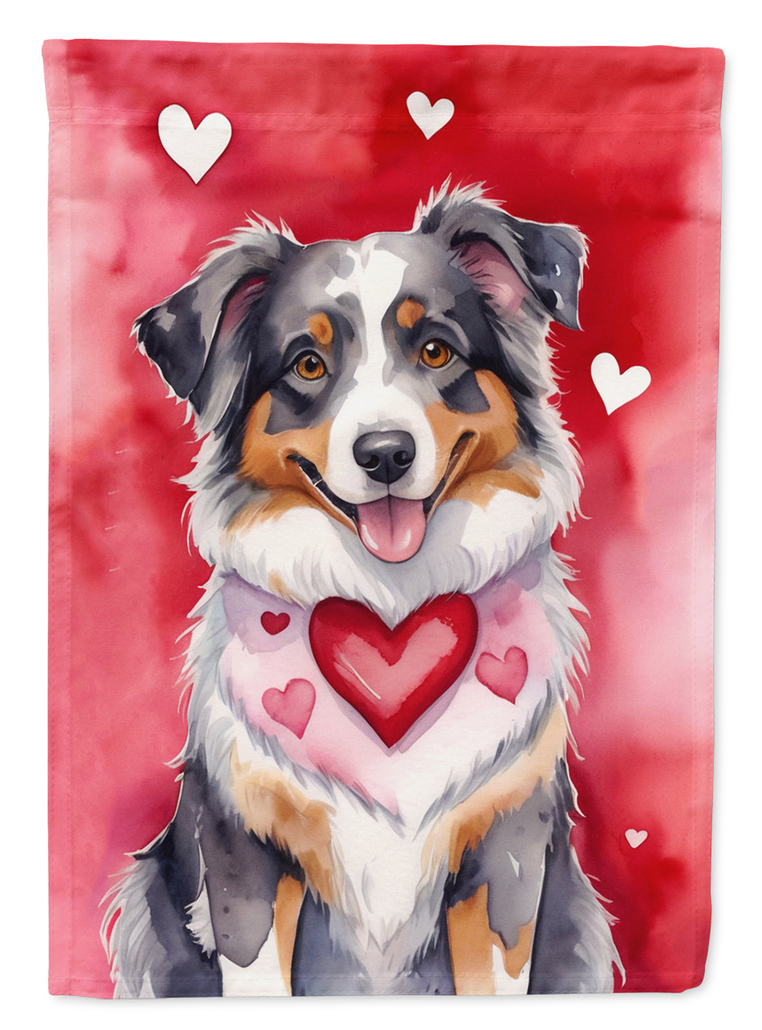 Australian Shepherd Valentine’s Day Garden Flag – Dog-Themed Heart Yard Decor