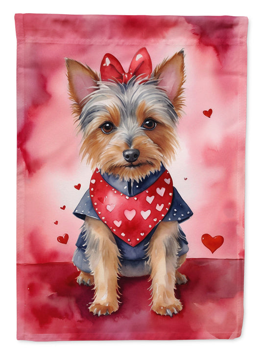 Australian Terrier Valentine’s Day Garden Flag – Dog-Themed Heart Yard Decor