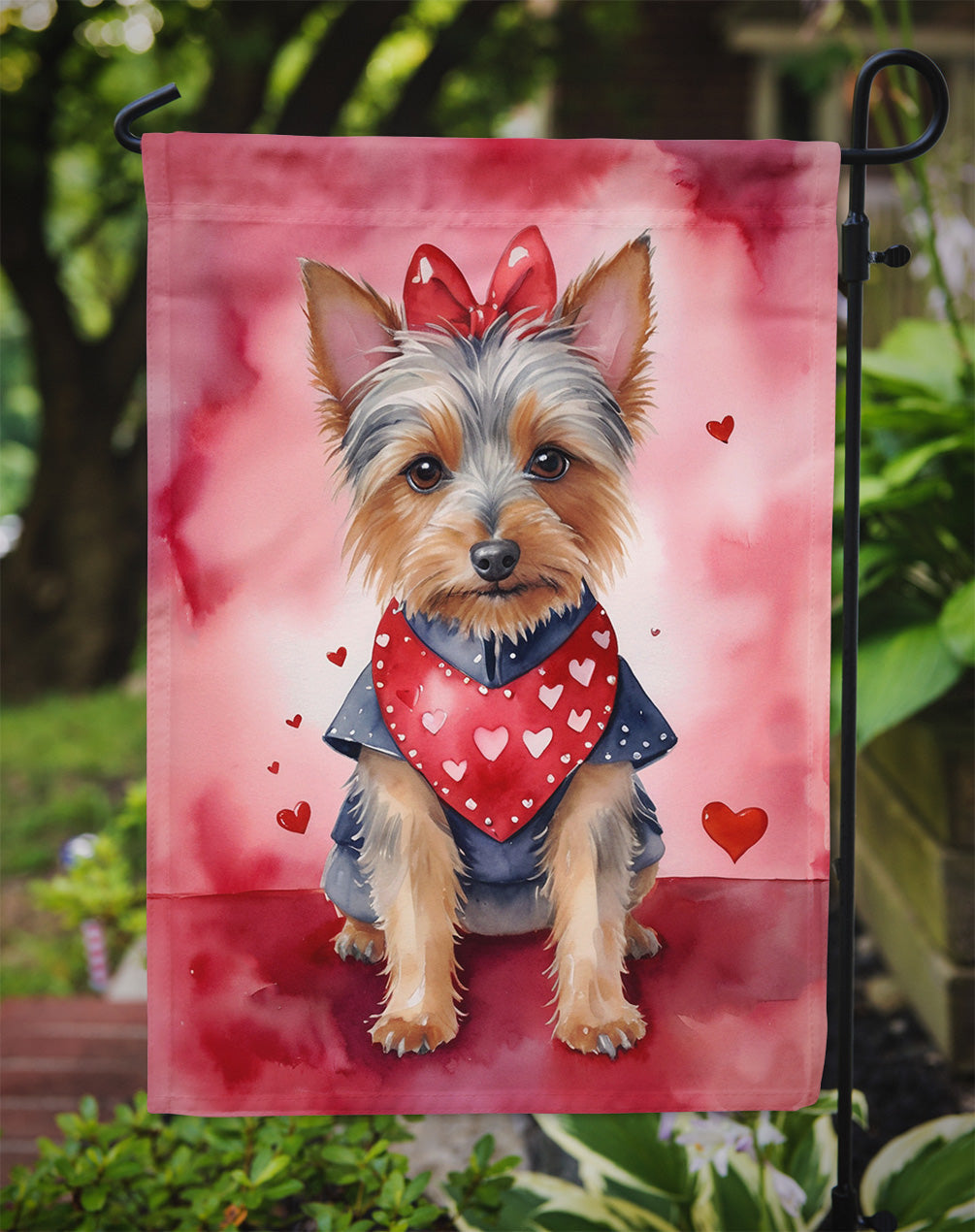 Australian Terrier Valentine’s Day Garden Flag – Dog-Themed Heart Yard Decor