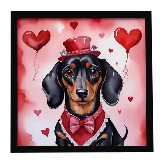 Dachshund My Valentine Framed Metal Print