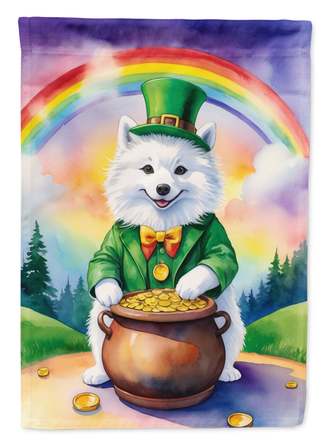 American Eskimo St Patrick's Day House Flag
