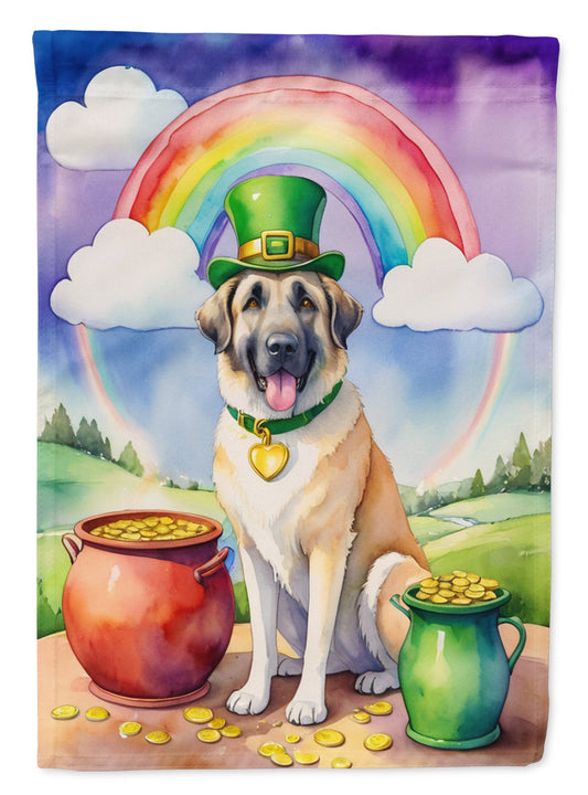 Anatolian Shepherd St. Patrick’s Day Garden Flag – Dog with Pot of Gold & Rainbow Yard Decor
