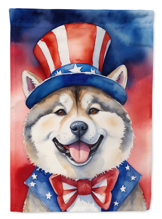 Akita Patriotic American Garden Flag – Dog in Uncle Sam Hat | Red, White & Blue Outdoor Decor