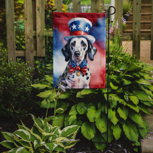 Dalmatian Patriotic American Garden Flag – Dog in Uncle Sam Hat | Red, White & Blue Outdoor Decor