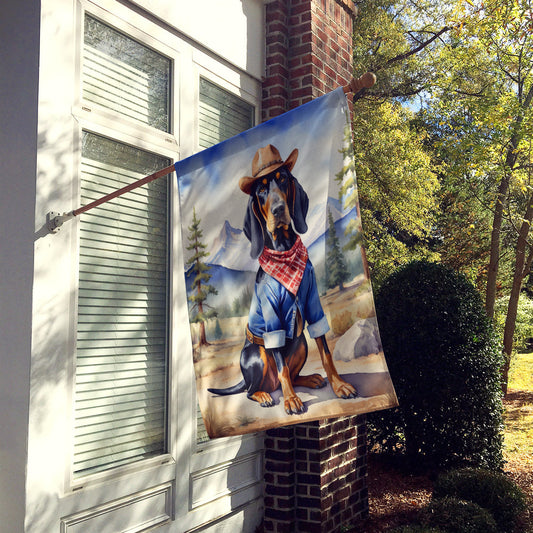 Black and Tan Coonhound Cowboy Welcome House Flag