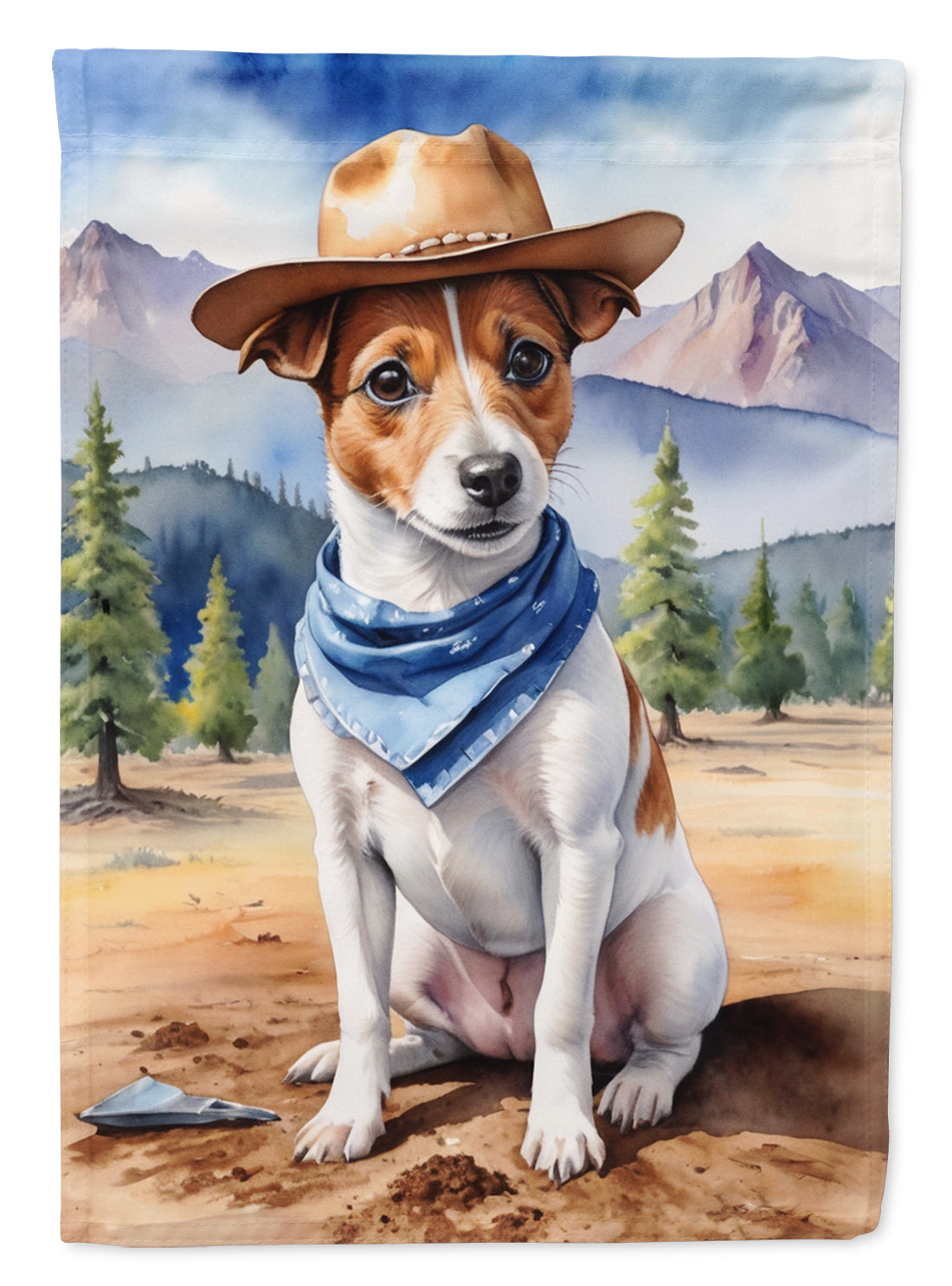 Jack Russell Terrier Cowboy Welcome House Flag