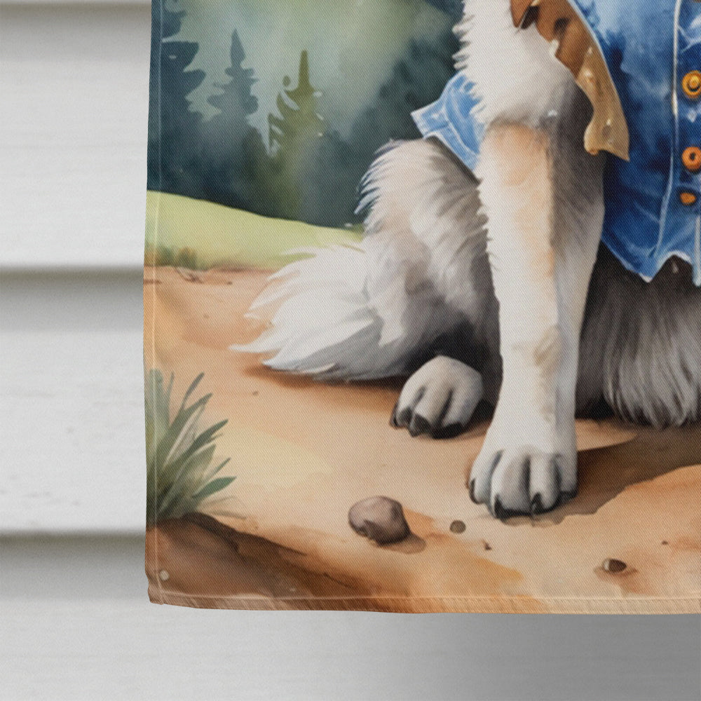Keeshond Cowboy Welcome House Flag