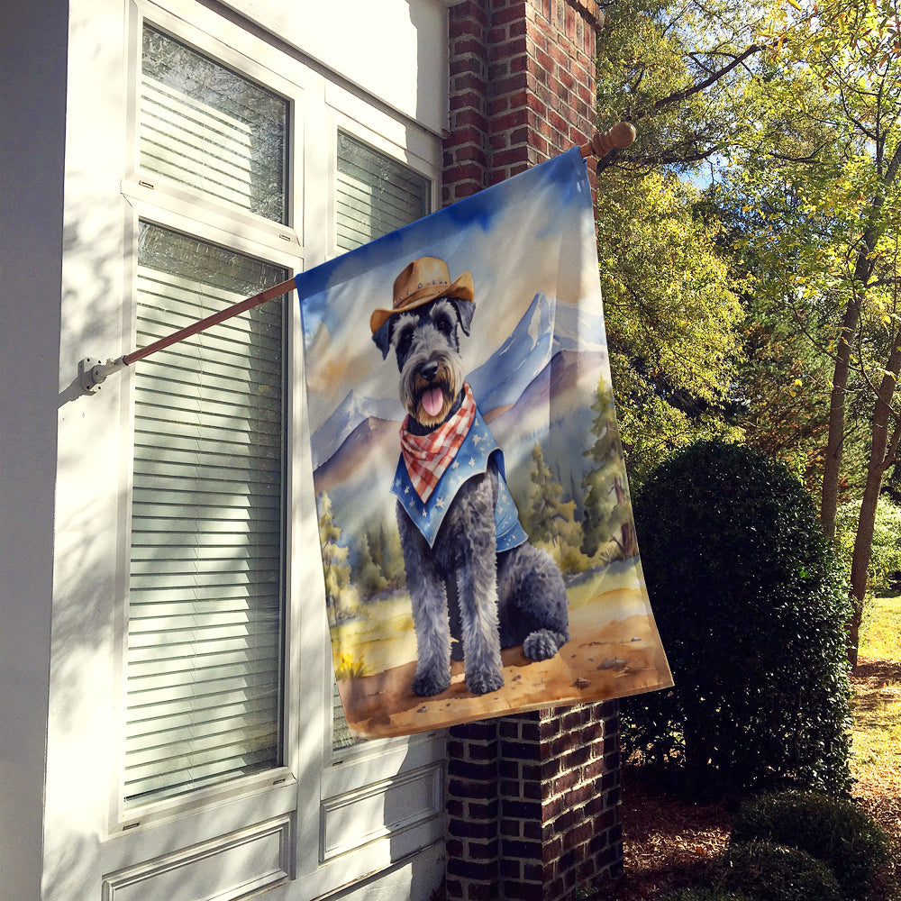 Kerry Blue Terrier Cowboy Welcome House Flag
