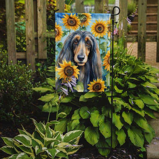 Afghan Hound in Sunflowers Garden Flag – Bright Dog-Themed Yard Decor
