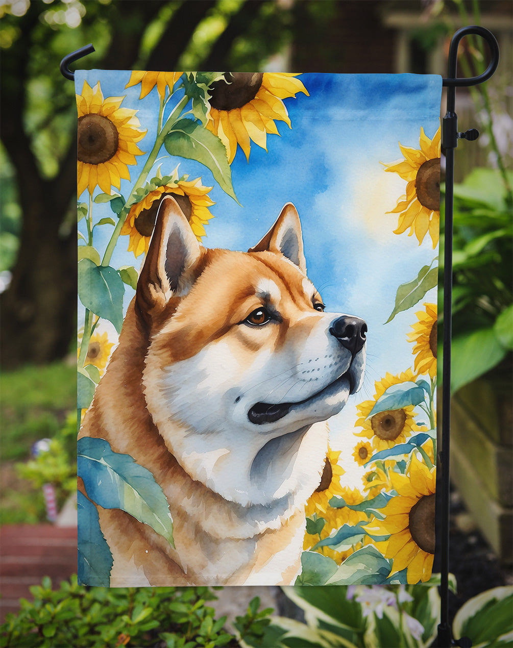 Akita in Sunflowers Garden Flag – Bright Dog-Themed Yard Decor