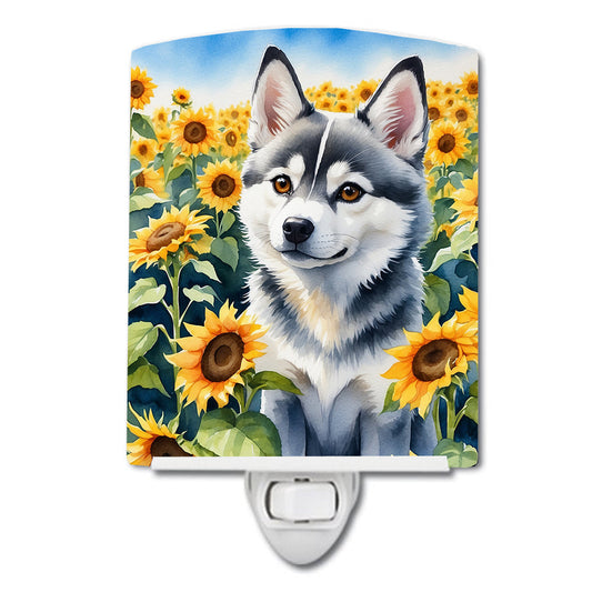 Alaskan Klee Kai in Sunflowers Ceramic Night Light