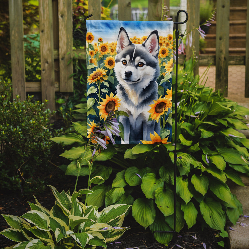 Alaskan Klee Kai in Sunflowers Garden Flag – Bright Dog-Themed Yard Decor