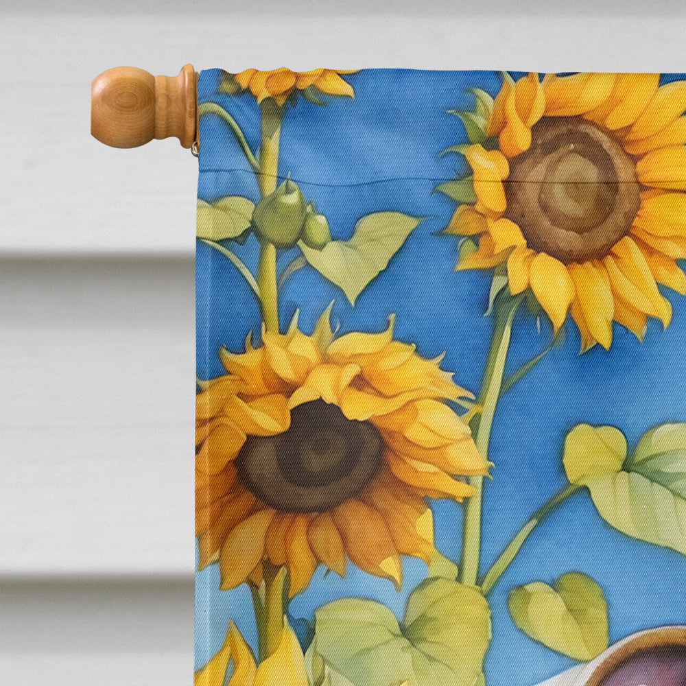 American Bulldog in Sunflowers House Flag