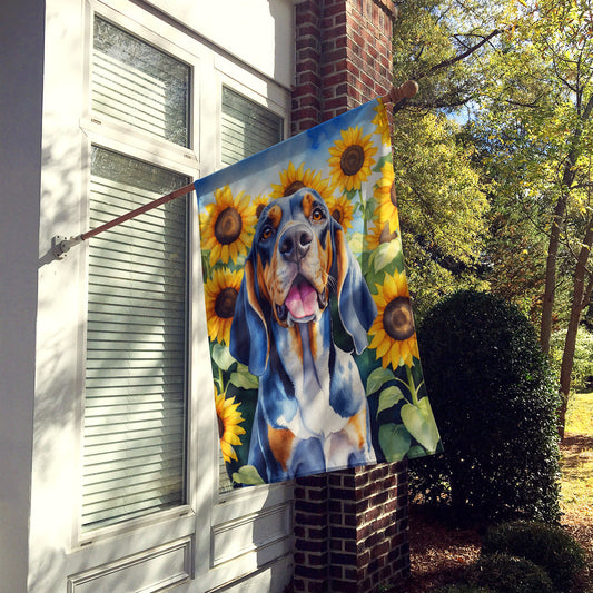 American English Coonhound in Sunflowers House Flag