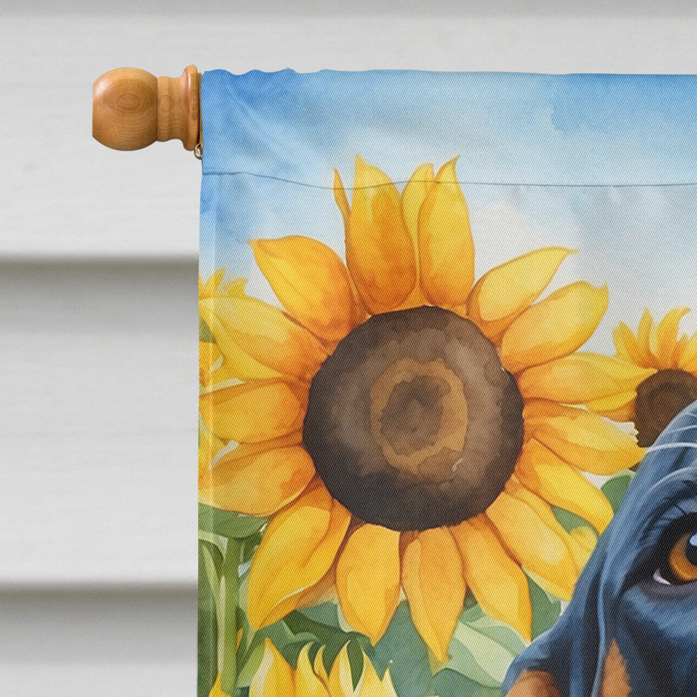 American English Coonhound in Sunflowers House Flag
