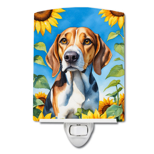 American Foxhound in Sunflowers Ceramic Night Light