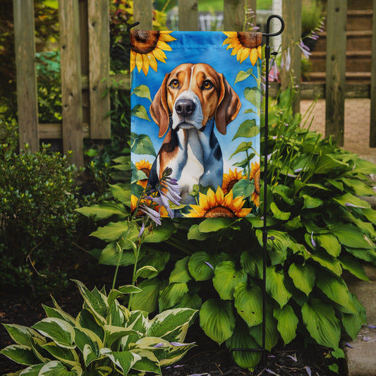 American Foxhound in Sunflowers Garden Flag – Bright Dog-Themed Yard Decor