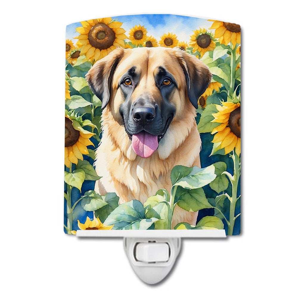 Anatolian Shepherd in Sunflowers Ceramic Night Light