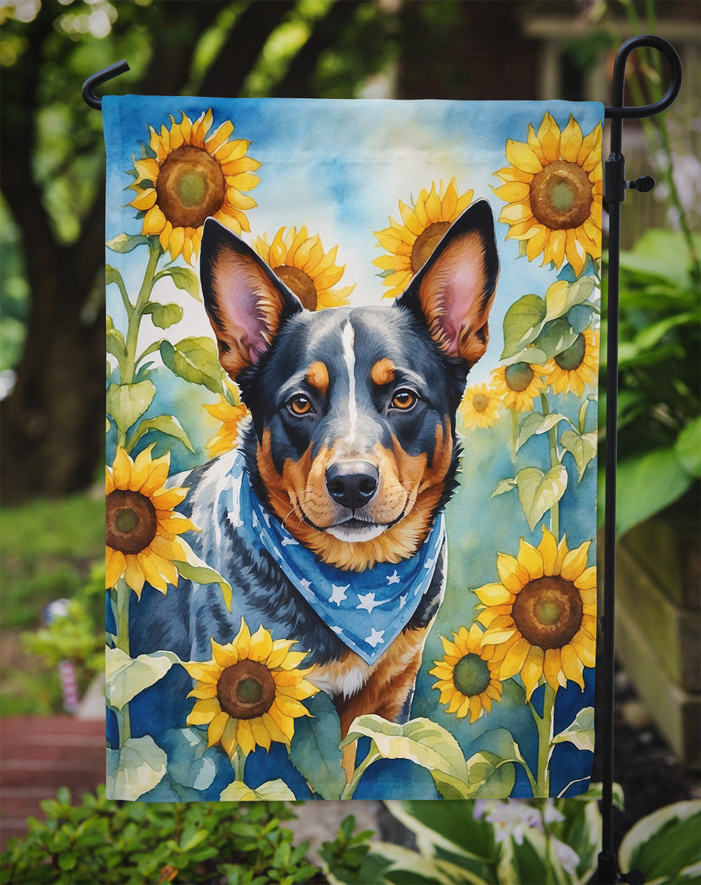 Australian Cattle Dog in Sunflowers Garden Flag – Bright Dog-Themed Yard Decor