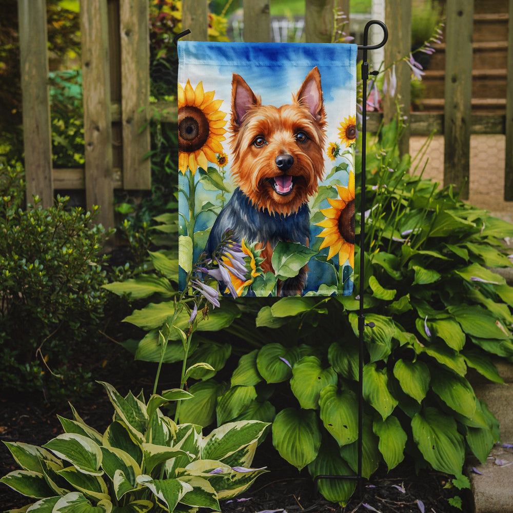 Australian Terrier in Sunflowers Garden Flag – Bright Dog-Themed Yard Decor