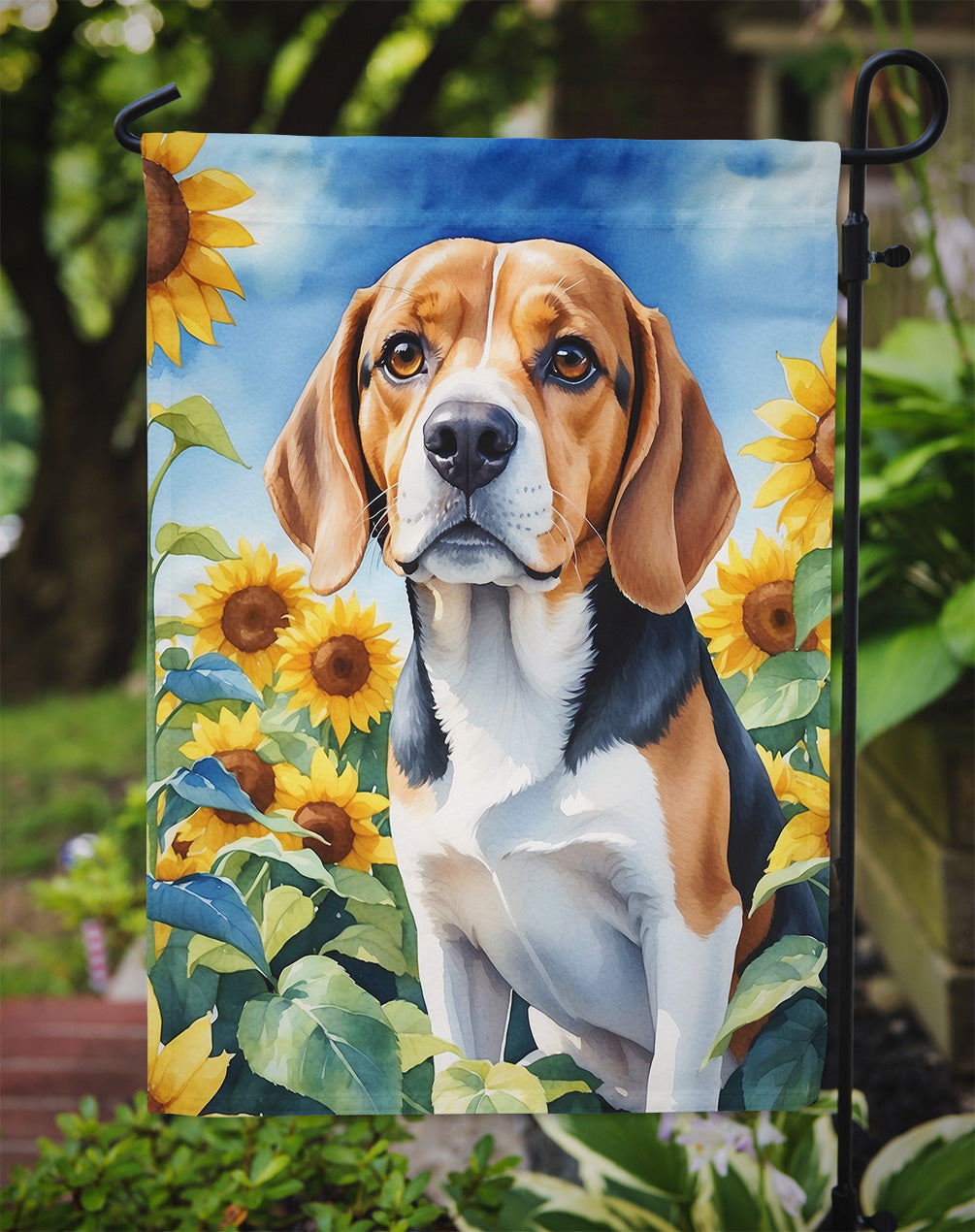 Beagle in Sunflowers Garden Flag – Bright Dog-Themed Yard Decor