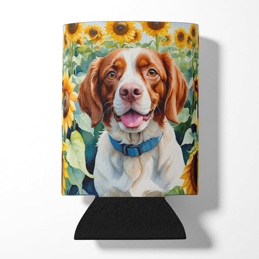 Brittany Spaniel in Sunflowers Can or Bottle Hugger