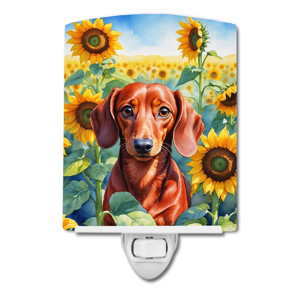 Dachshund in Sunflowers Ceramic Night Light