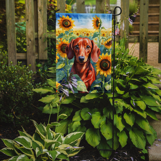 Dachshund in Sunflowers Garden Flag – Bright Dog-Themed Yard Decor
