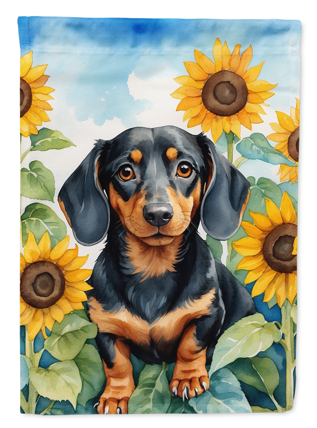 Dachshund in Sunflowers House Flag