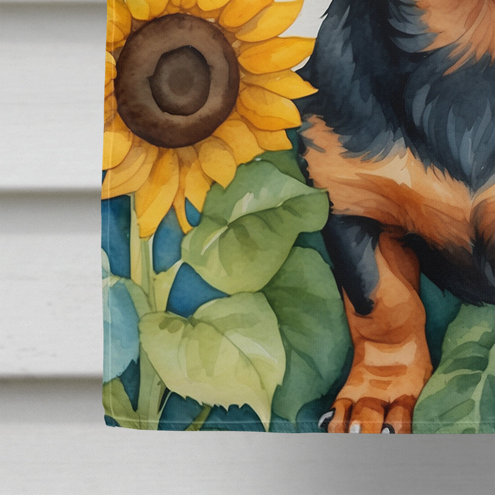 Dachshund in Sunflowers House Flag