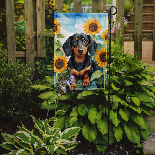 Dachshund in Sunflowers Garden Flag – Bright Dog-Themed Yard Decor