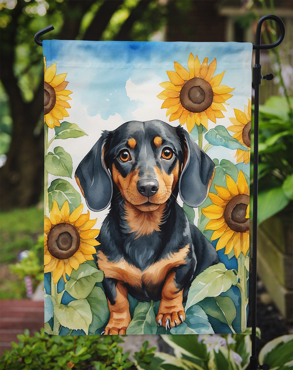 Dachshund in Sunflowers Garden Flag – Bright Dog-Themed Yard Decor