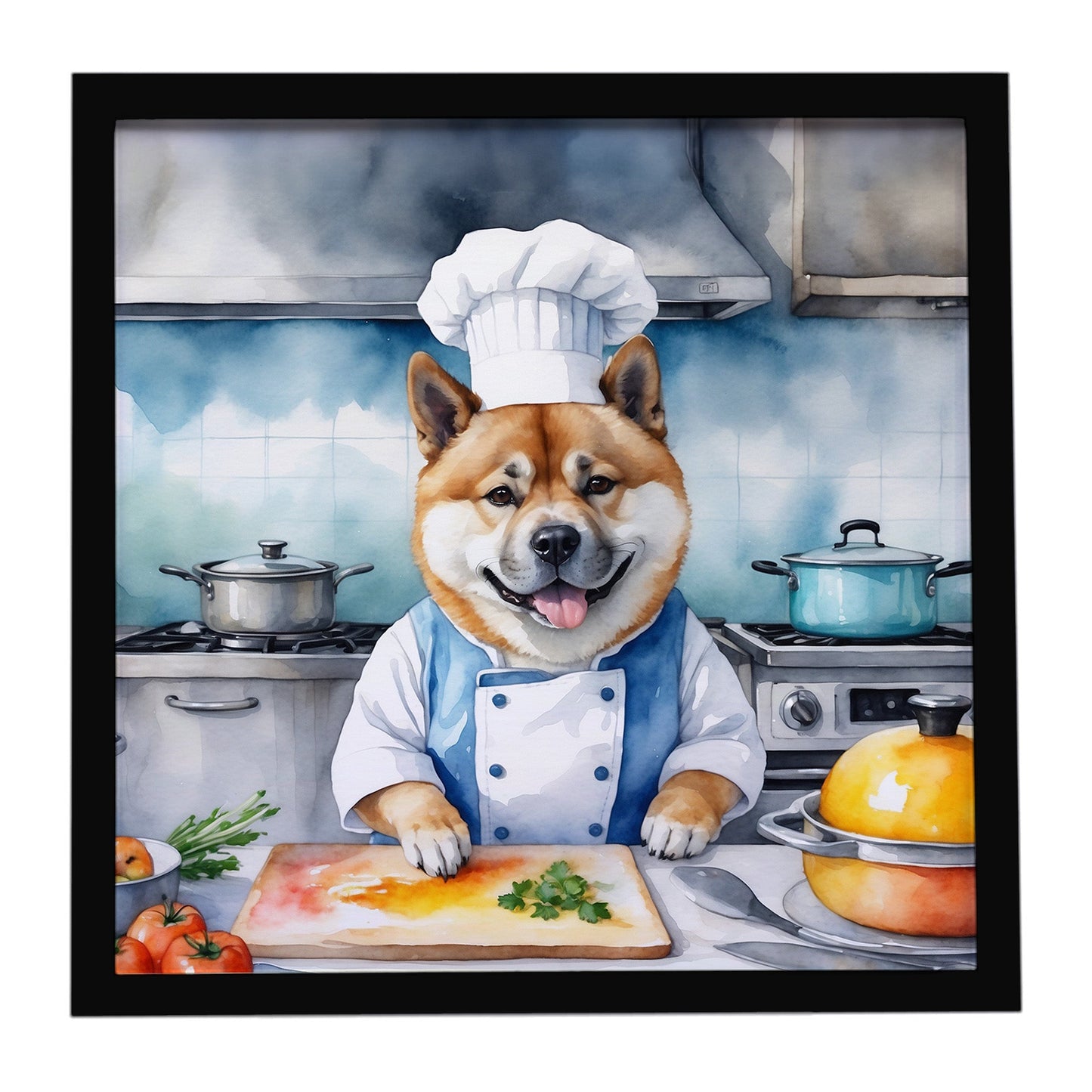 Akita The Chef Framed Metal Print