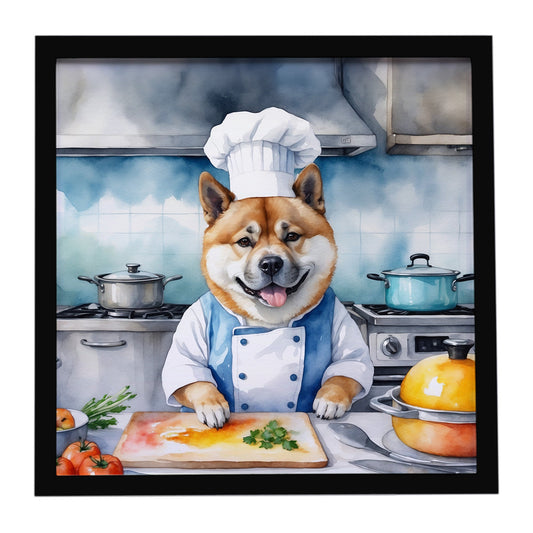 Akita The Chef Framed Metal Print