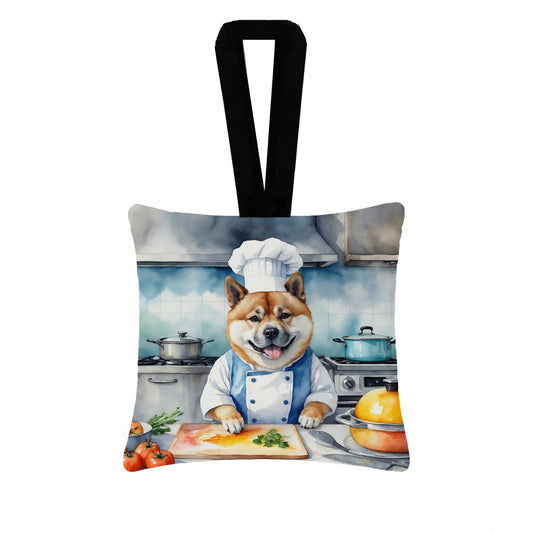 Akita The Chef Hanging Square Fabric Ornament 3.5 × 3.5