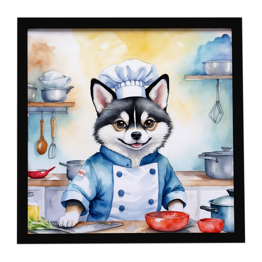 Alaskan Klee Kai The Chef Framed Metal Print