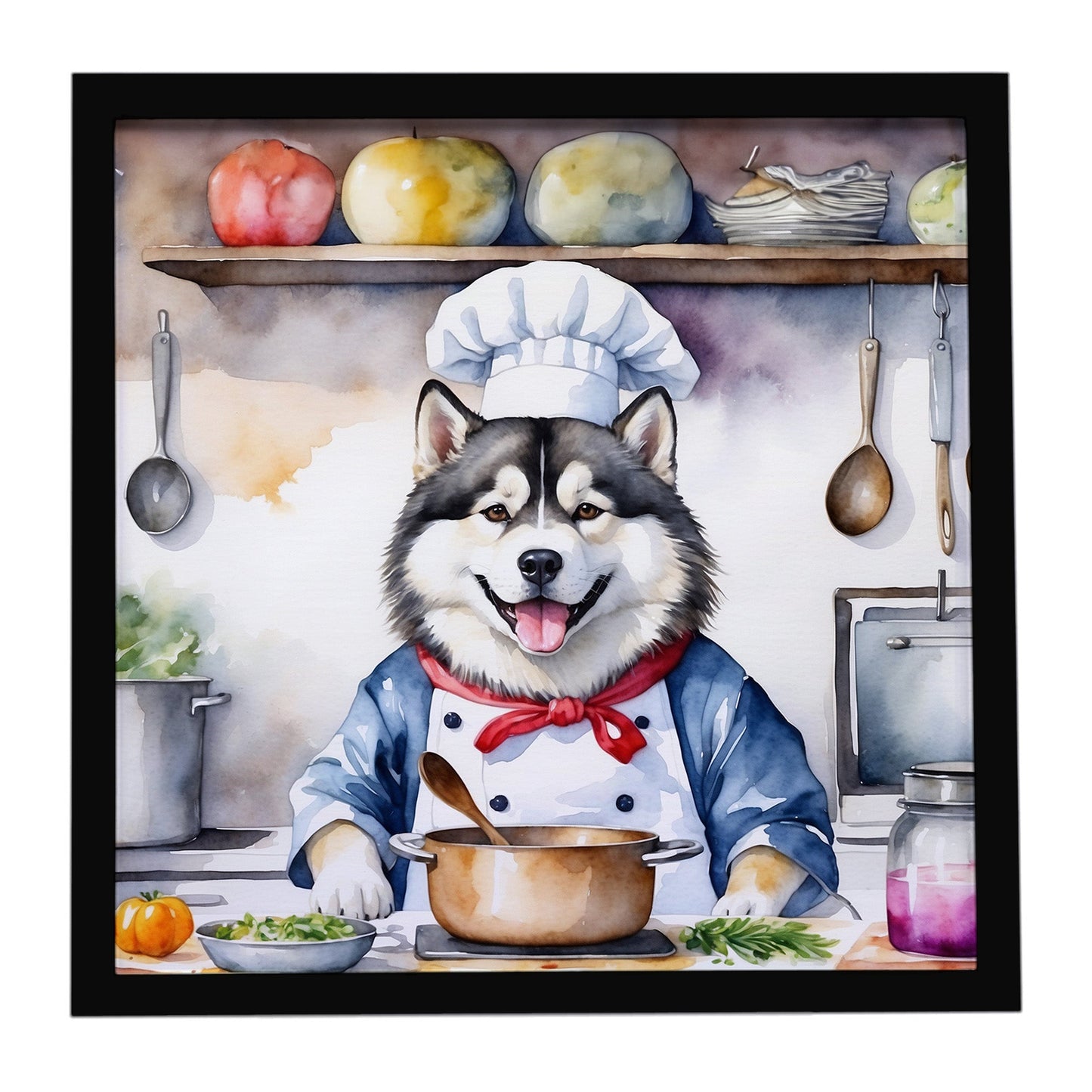 Alaskan Malamute The Chef Framed Metal Print