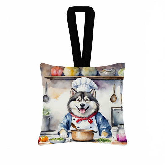Alaskan Malamute The Chef Hanging Square Fabric Ornament 3.5 × 3.5