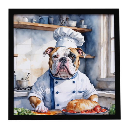 American Bulldog The Chef Framed Metal Print