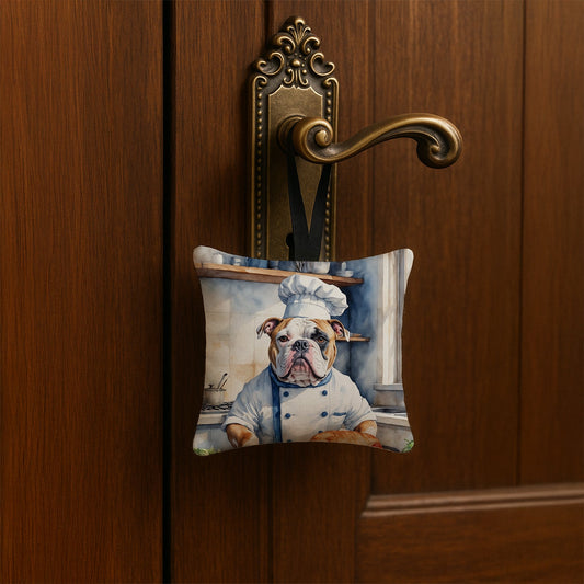 American Bulldog The Chef Hanging Square Fabric Ornament 3.5 × 3.5