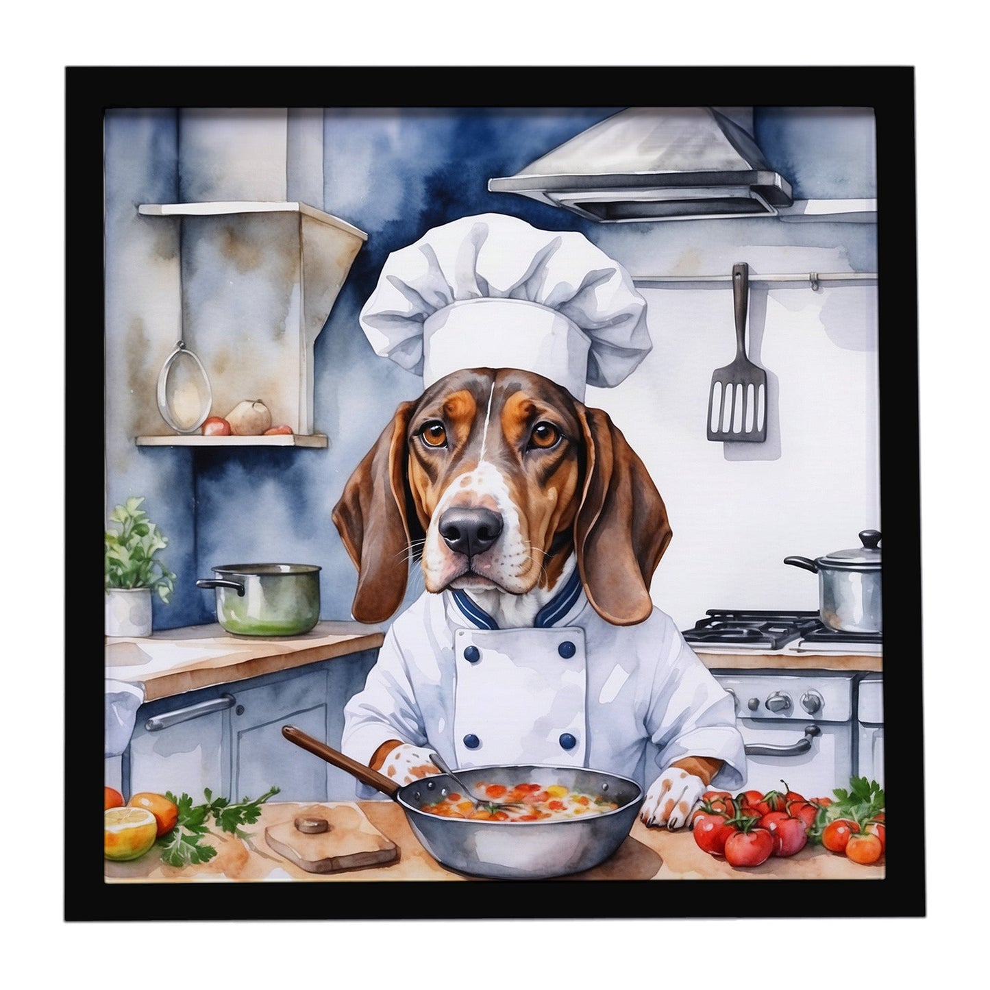 American English Coonhound The Chef Framed Metal Print