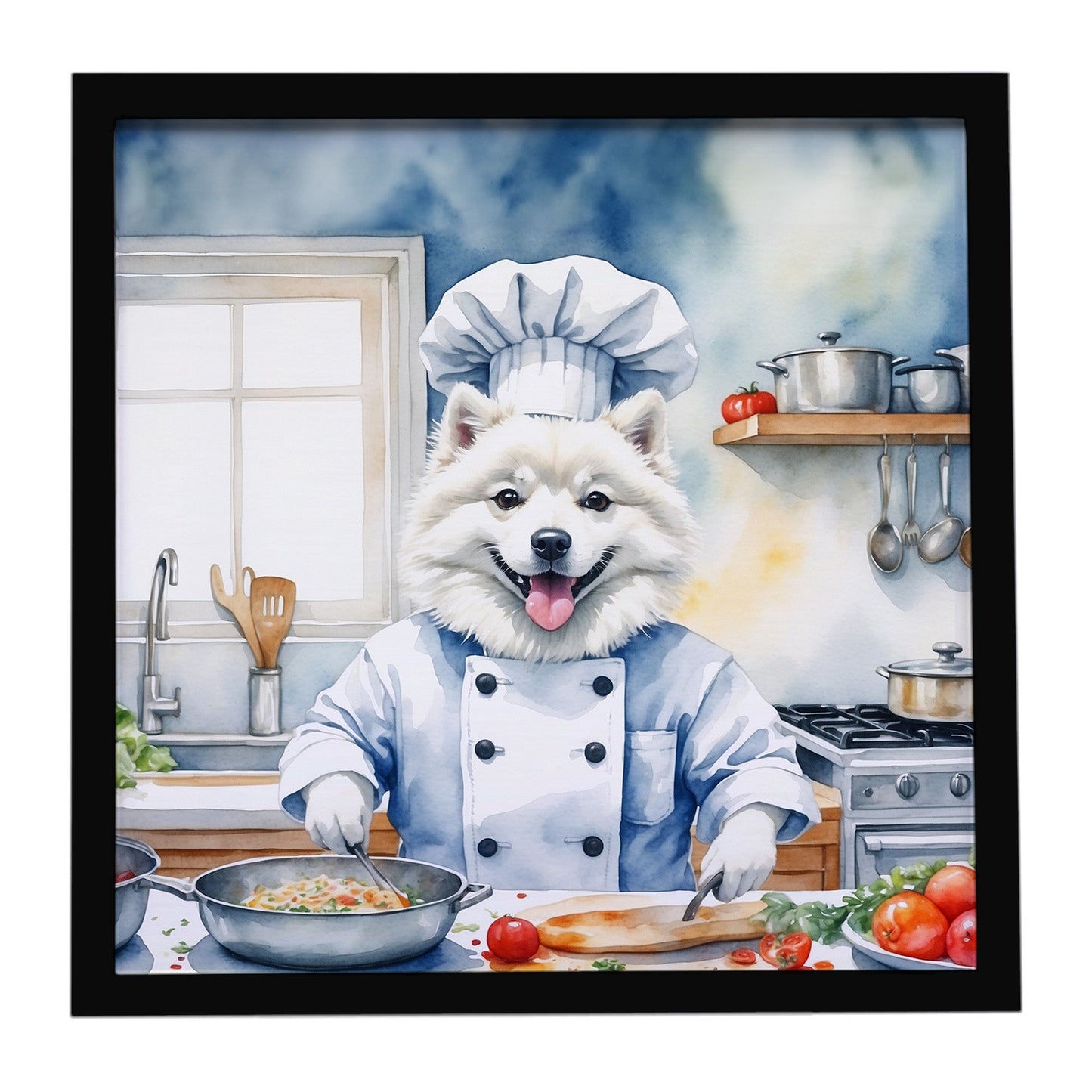 American Eskimo The Chef Framed Metal Print